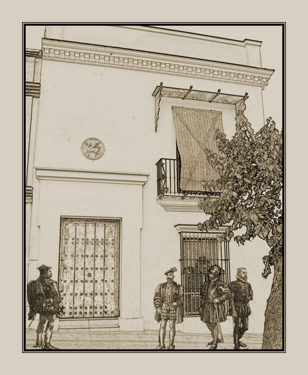 Recreación de la antigua Casa del Cabildo de Sanlúcar (Plaza de la Paz, frente a la parroquia mayor) en el siglo XVI.
