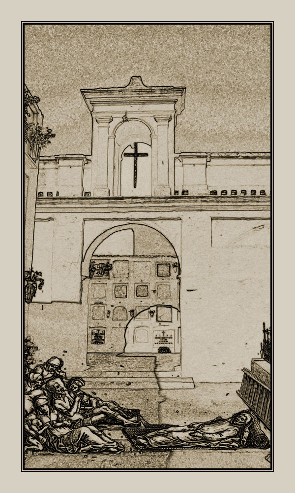 Además de a la desaparecida ermita y cementerio de san Sebastián, los enfermos de peste fueron llevados a la actual ermita y cementerio de san Antón. | Ilustración: José María Hermoso